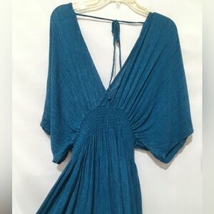 Lucky and Blessed Elegant Teal V-Neck Dress